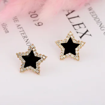 

CE2106 Korean style 925 silver needle Love Earrings female Pentagram Earrings
