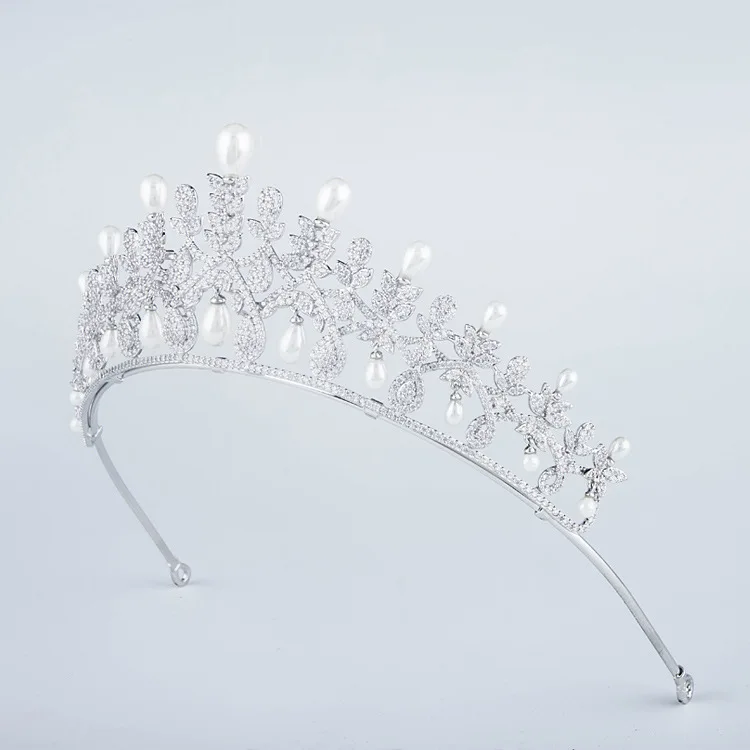 

Europe And America High-End New Style Retro Pearl Zircon Crown Bride Marriage Wedding Headdress Wedding Accessories Princess Cro