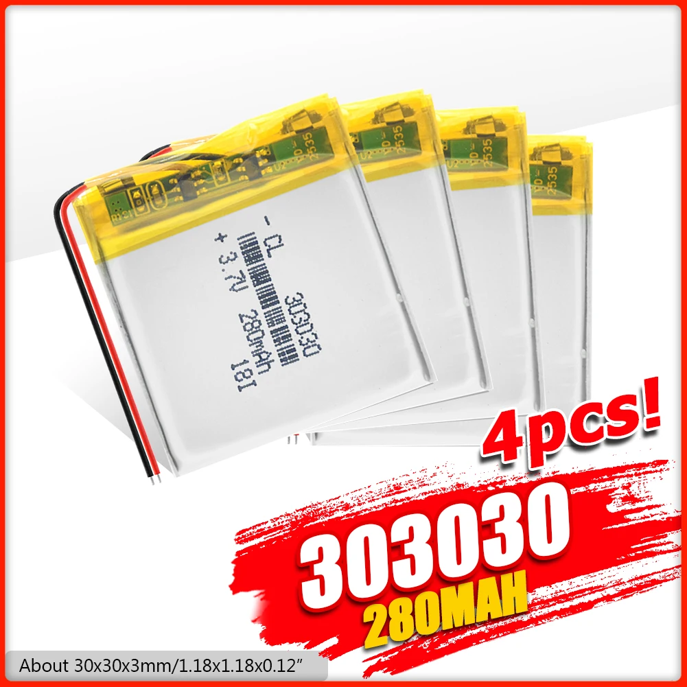 1/2/4x2020 Новинка 3 7 в 280 мАч 303030 литий полимерная батарея GPS Мини камера PDA Pos машина