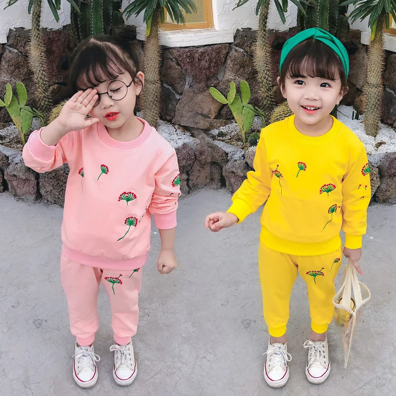 

Girls Embroidered Set 2020 Spring New Style Korean-style Children Small Flower Two-Piece Set Fashion