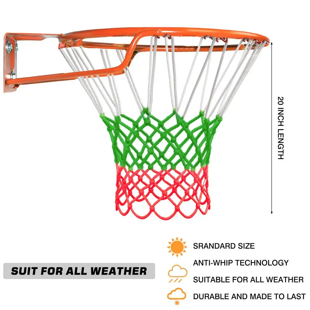 Self-Luminous Basketball net Nylon Luminescent Basketball Basket net Thickened Standard Size Indoor and Outdoor Fluorescent Green 