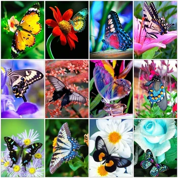 

AZQSD Diamond Painting 5d Butterfly Cross Stitch Rhinestones Handmade Crafts Diamond Embroidery Animal Mosaic Home Decor Gift
