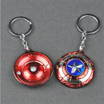 

New Captain America Key Chain Star Alloy Round Shield Key Rings Men Chaveiro Car Keychain Rotating Pendant Keyring Good Quality