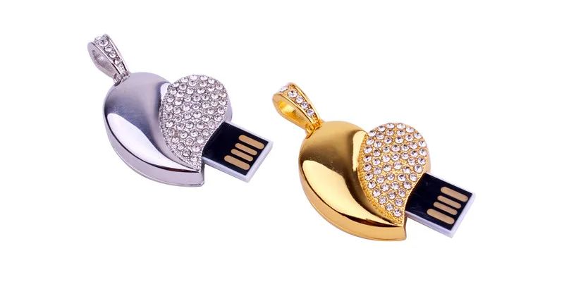jaster clé usb en forme de cœur avec chaîne en pendentif en forme de cadeau idéal