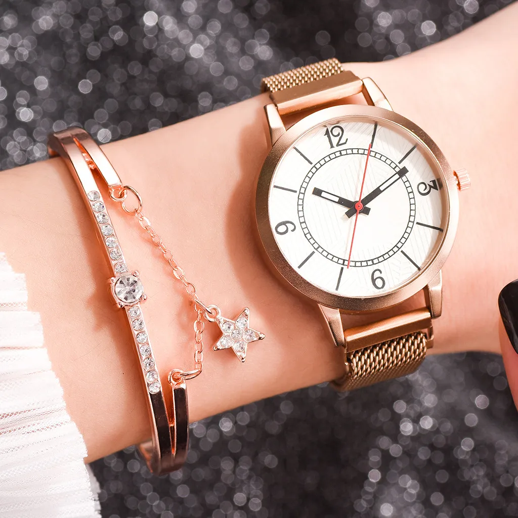 

Fashsiualy Bracelet Watch Suit European rhinestone crystal ladies quartz watch luxury watch women waterproof relogio feminino