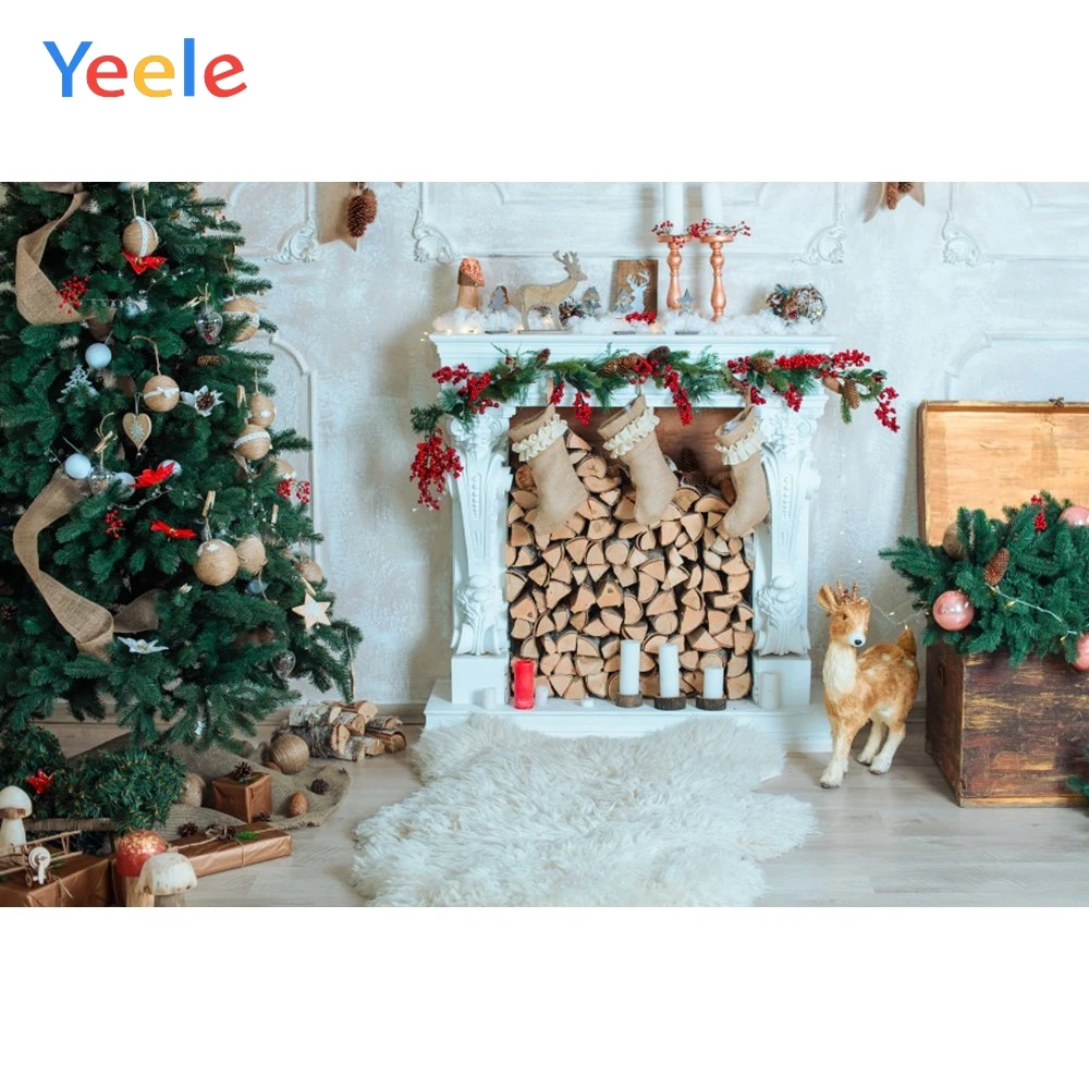 Фоны для фотосъемки Yeele с изображением рождественской елки камина звезд стула