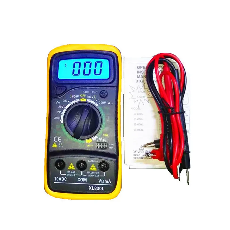 

XL830L Handheld Digital Multimeter LCD Backlight Portable AC/DC Ammeter Voltmeter Ohm Voltage Tester Meter Multimetro