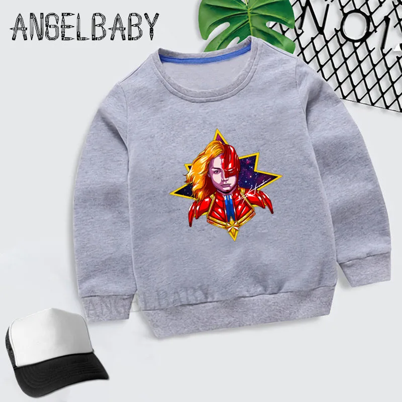 Boys Girls Sweatshirt Kids Avengers Super Hero Captain Marvel Cartoon Print Hoodies Children Autumn Tops Cotton Clothes,KYT5232