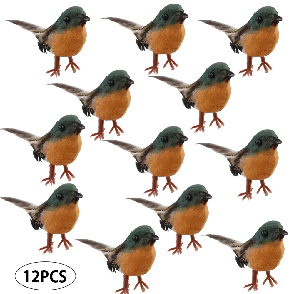 

12PCS Robin Bird Christmas Tree Decoration Craft Artificial Feather Christma tree Merry Christmas Ornaments