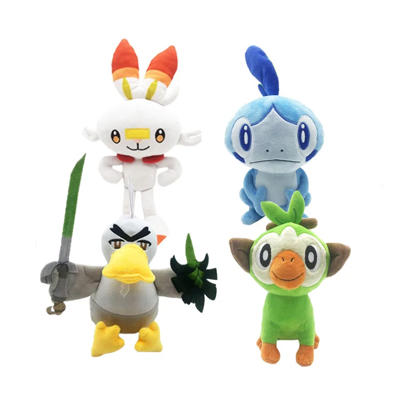 4 шт./лот плюшевая игрушка Sword Shield Sobble Scorbunny Grookey Sirfetch ɽ чучела кукла подарок на