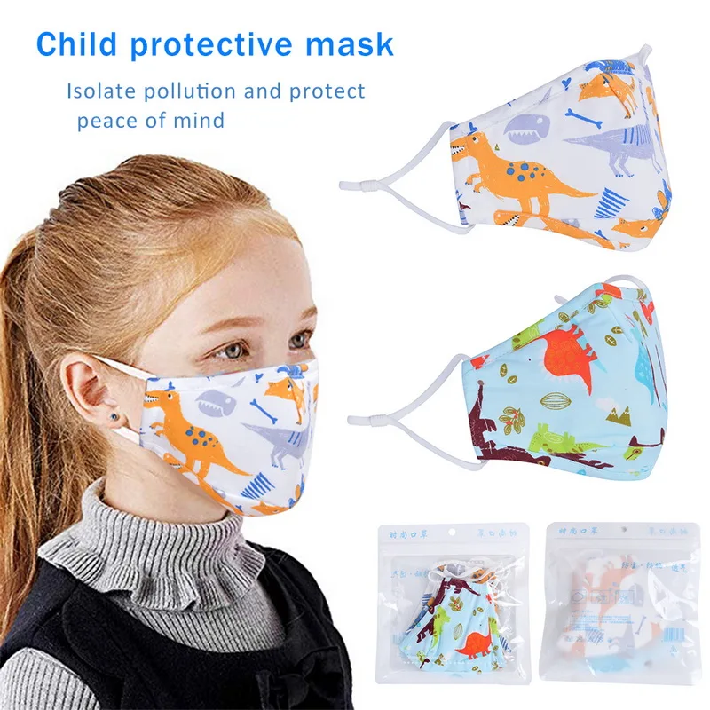 

Kids Cartoon Mouth Mask Printing Dustproof Breathable PM2.5 Cotton Mouth Face Nose Mask Cover With Filter Respirator Anti-Dust