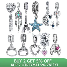 Charms Pendants Fit-Bracelet Beads Starfish Jewelry-Making 925-Sterling-Silver Moon BISAER