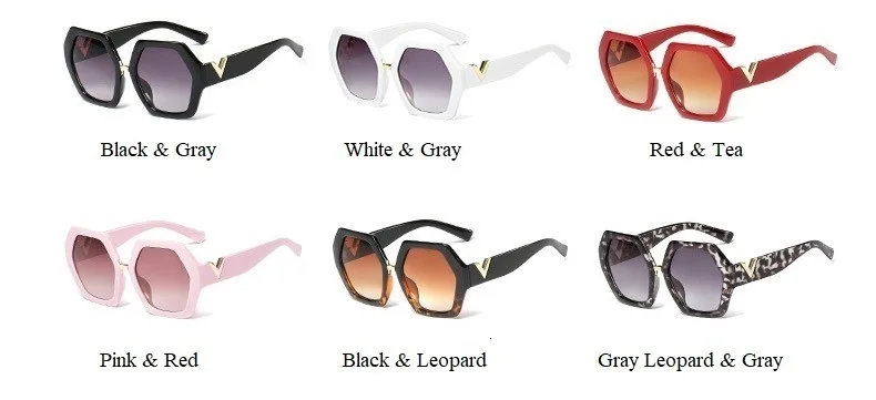 Солнцезащитные очки с шестигранной оправой для женщин, брендовые солнцезащитные очки с буквенным принтом, женские винтажные черные красные очки, мужские квадратные многоугольные очки