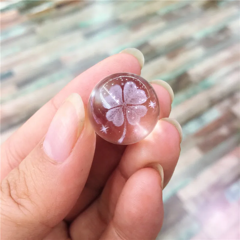 New arrivals natural White crystal laser lucky four clover ball DIY pendant necklace gift 1pcs