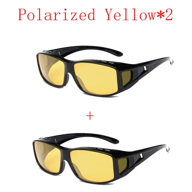 New 2 Pack Polarized Car Night Vision Goggles Sunglasses Night Driver Driving Goggles Unisex UV400 Glasses Auto Parts Polarized Yellow A