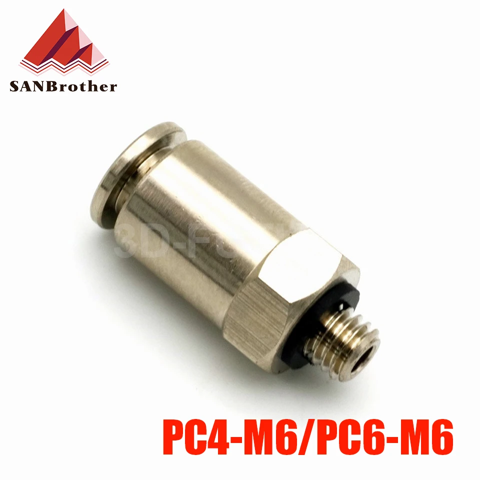 Хит! Пневматические фитинги для 3D принтера PC4-M6 PC6-M6 4 мм 6 соединитель трубки PTFE |