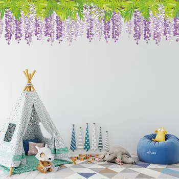 

Lavender Skirting Line Wall Stickers Funny Cartoon Flower Art Wall Decals for Kids Rooms Bedroom Living Room Home Decor Y1565