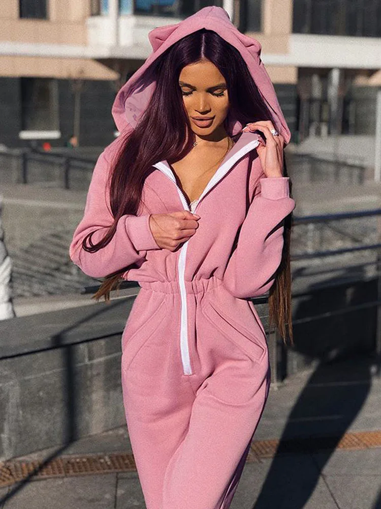 Pink Толстовки женские с капюшоном розовые женские в европейском и американском стиле свободные на молнии с длинным рукавом простые осенние и зимние уличные модные дизайнерские - Цвет: Pink