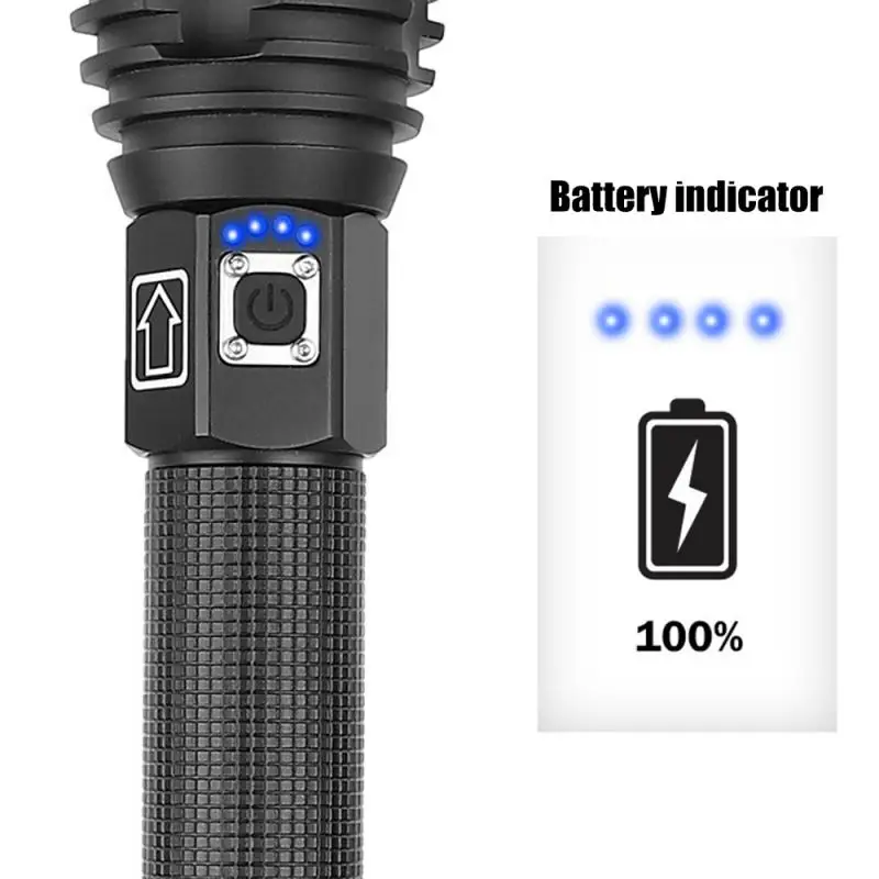 Яркий Перезаряжаемый светодиодный светильник-вспышка XHP70 XHP90, мощный фонарь, супер водонепроницаемый охотничий светильник с зумом, 18650 или 26650