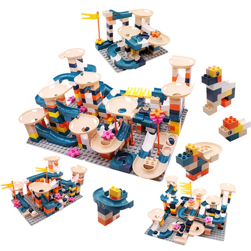 

332PCS Marble Race Run Blocks Big Size Classic Plastic Assembly DIY Building Block Funnel Slide Blocks Toys For Children Gift