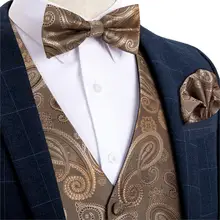 Men's Brown Orange Paisley Wedding Men Silk Waistcoat Vest Bowties Hanky Cufflinks Cravat Set for Suit Tuxedo DiBanGu MJ-113 Men's Brown Orange Paisley Wedding Men Silk Waistcoat Vest Bowties Hanky Cufflinks Cravat Set for Suit Tuxedo DiBanGu MJ-113