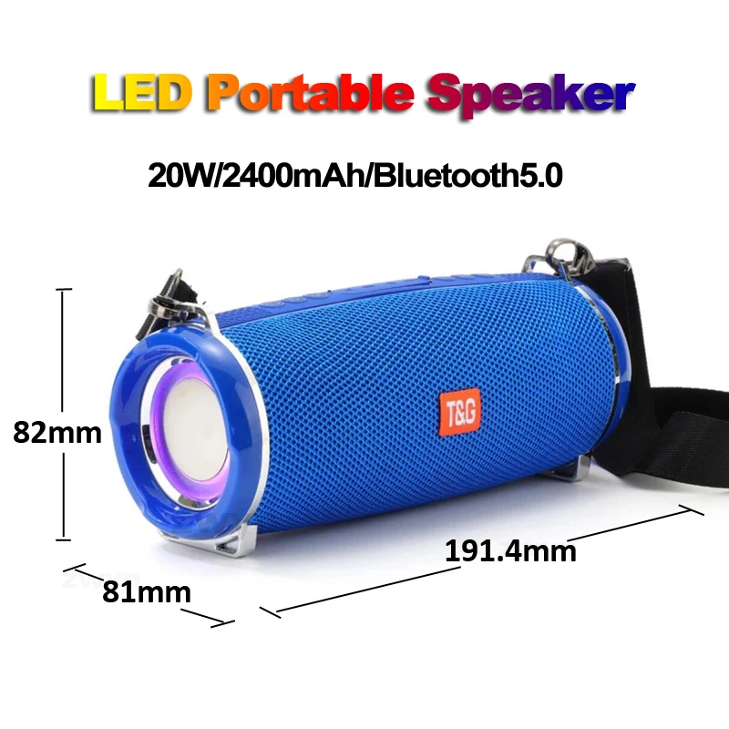 20w high-power subwoofer portable wireless stereo speaker outdoor waterproof LED flash support TWS FM usb AUX som | Электроника