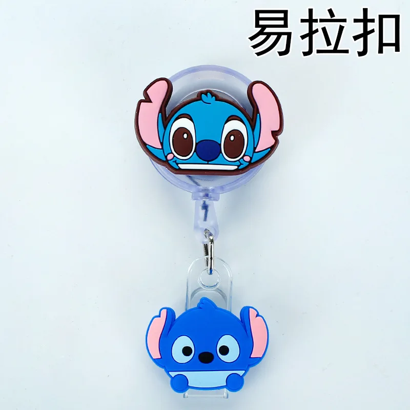 Mickey Minnie ID Name Card Badge Holder Retractable Silicone Student Badge Reel 