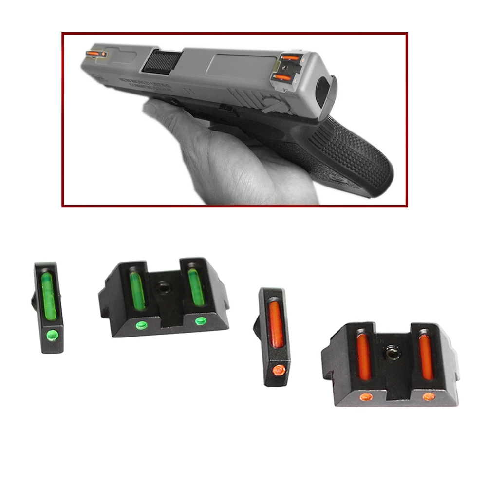 Тактический прицел для пистолета Glock волоконно-оптический переднего и заднего