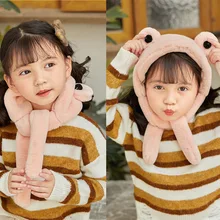 Детские зимние шарфы плюшевые шарфы лягушка O хомут для шеи Теплый вязаный толстый шарф Защита лица для детей мальчиков и девочек Рождество B028