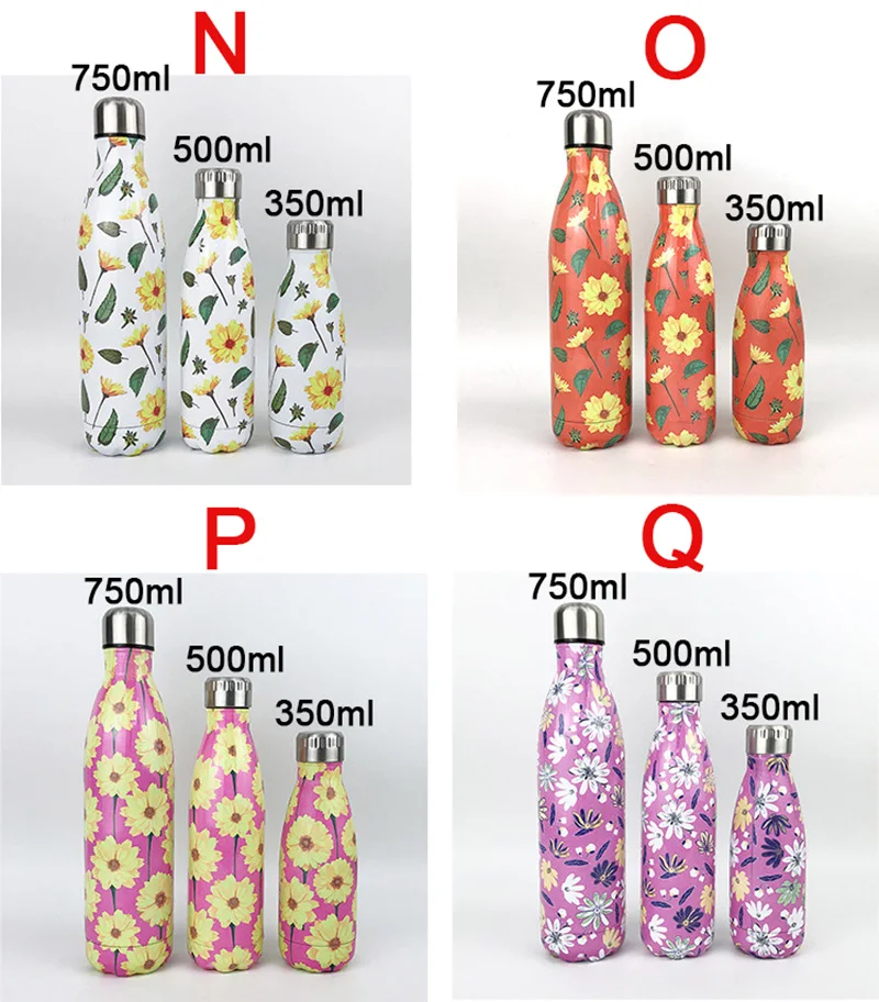 New Flamingo Floral Water Bottle BPA free Stainless Steel Thermos Bottle Gym Sport Travel Insulated Cup Mug Christmas Tumbler