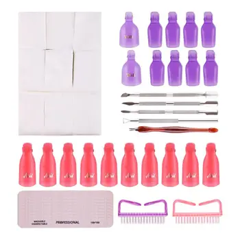 

Nail Polish Remover Set UV Gel Clean Clip Cap Wipe Wrap Pad Manicure Care Tool