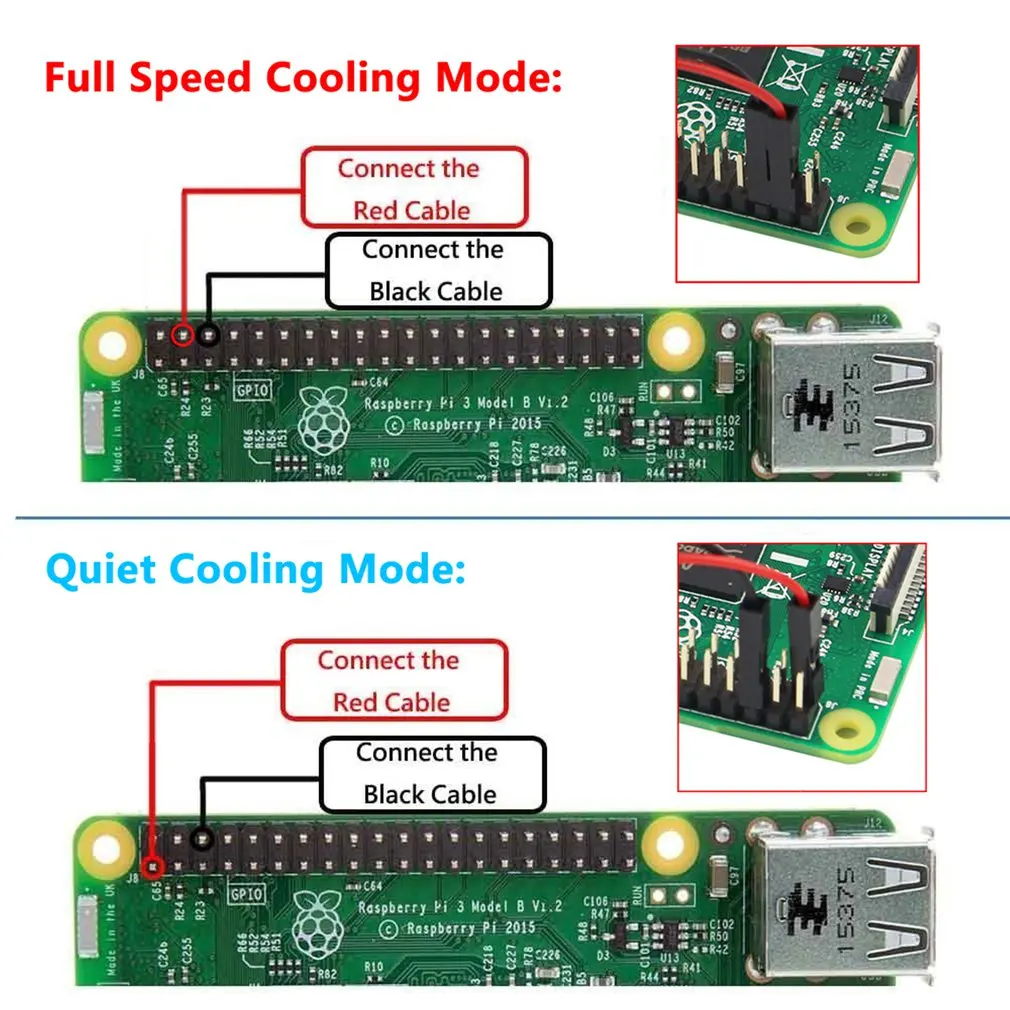 Для Raspberry Pi cpu Fan регулируемая для Raspberry Pi 4 B/3B+/3B/2B/B+ cpu охлаждающий вентилятор Регулируемая 5V 3,3 V