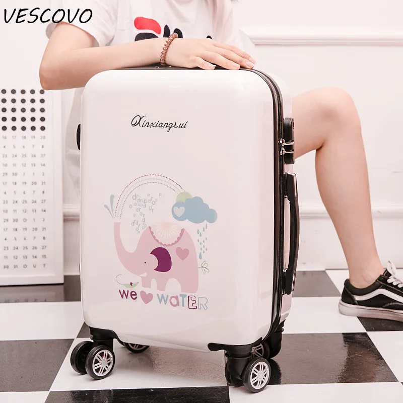 VESCOVO чемодан на колесиках PC чемодан на колесиках spinner студенческий милый маленький слон 1" 20" 24 дюймов Дорожная сумка на колесиках
