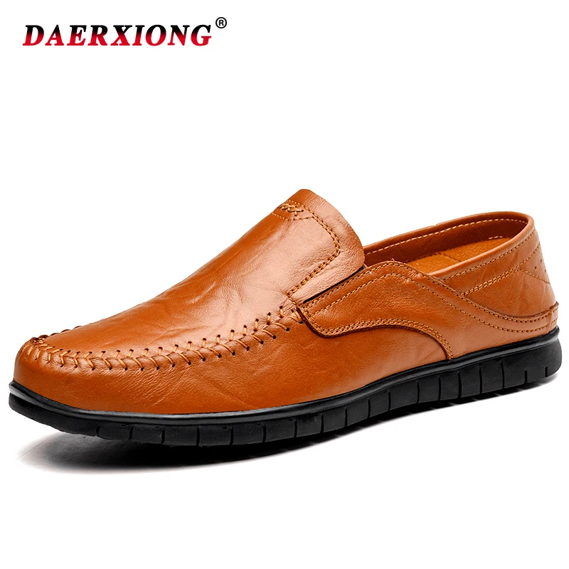 Men Leather Shoes Casual 2019 New Loafers Flat Slip-on Breathable Solid Soft Mocasines Boat Chaussure Homme | Обувь