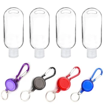 

4pcs/set of Plastic Transparent Retractable Keychain Bottle Leakproof Empty Container Flip Cap Perfume Bottle Keychain