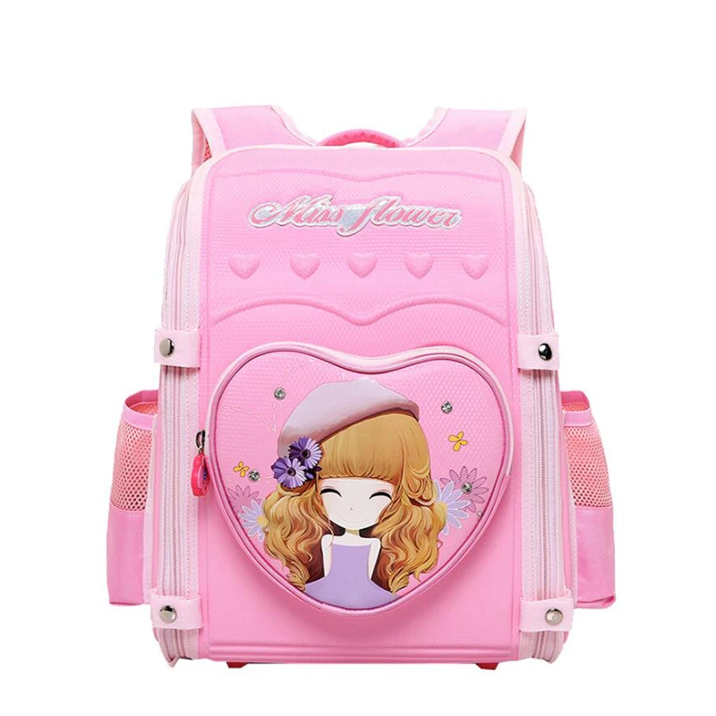 

Cartoon Princess Pattern School Bags for Girls Big Capacity Folding Backpacks Orthopedic Waterproof EVA School Bag Kids Satchel