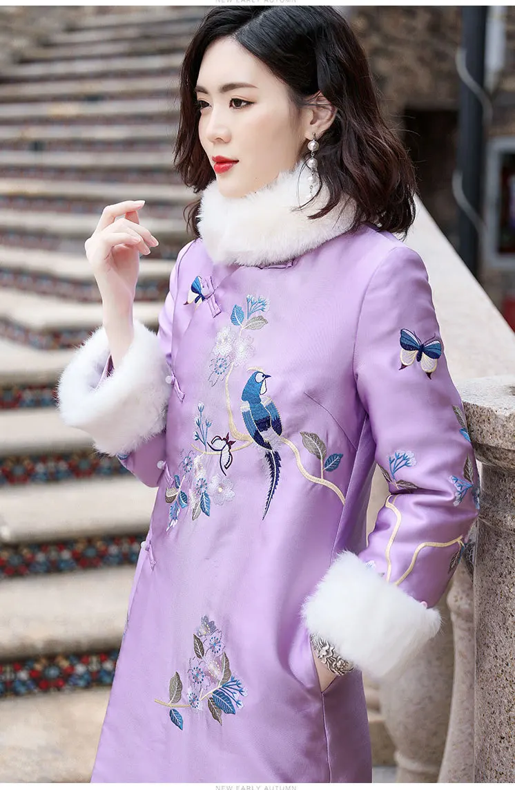 Китайское платье платье в китайском стиле китайские платья chinese dress китайские национальные платья атласное платье восточное платье chinese dress qipao восточный стиль платье ципао платья в китайском стиле платье - Цвет: purple