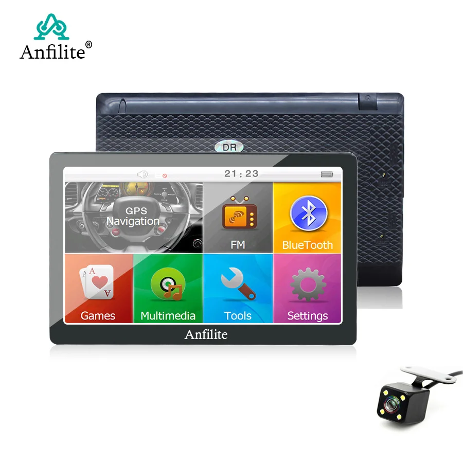 Anfilite 7-дюймовый автомобильный gps навигации Bluetooth 8 ГБ/256 Мб с заднего вида Камера FM MP3 MP4 800 МГц глобальной Карты навигатор в европейском стиле