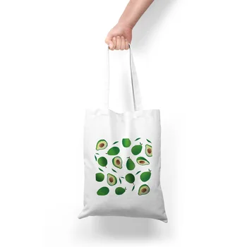 

Avocado Print Fashion Folding Shopping Bag Canvas Eco-friendly Reusable Portable Shoulder Travel Grocery Shopper Bags