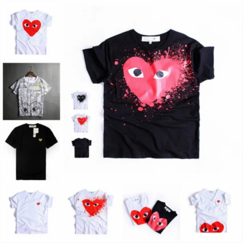 

2020 Spring Summer Peach Heart Red Love Print Short Sleeve Men and Women's Couple Casual T-shirt H2