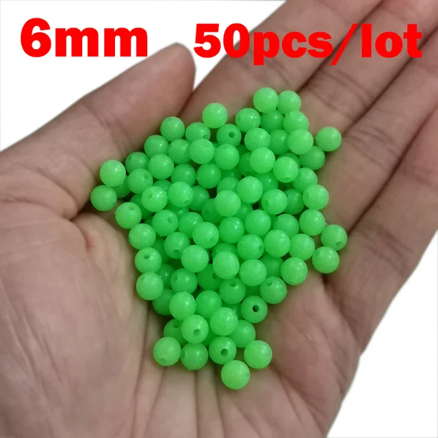 50pcs/lot Fish Eye Fishing Beads 6mm 8mm Mixed Color Luminous Carolina Rigs  Taxes Rigs Fishing Beads DIY Kit Bass Fishing Tackle