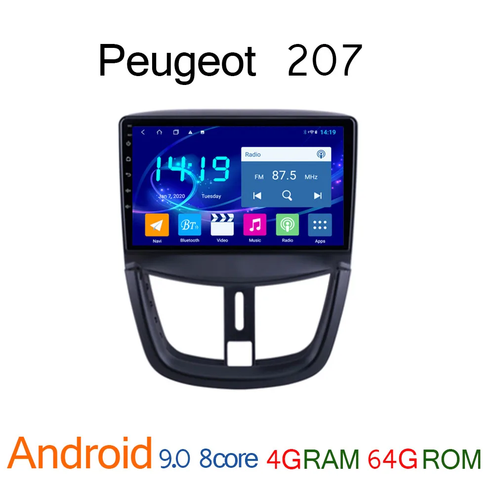 Автомобильный мультимедийный плеер для Peugeot 207 2006 2012 206 android 4G + 64G IPS радио coche
