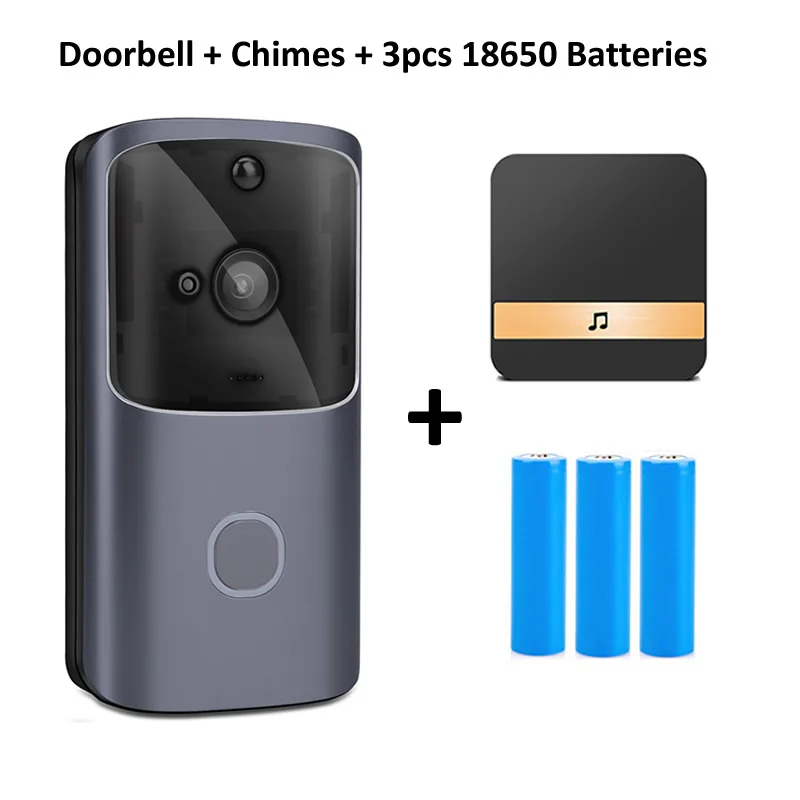 Add3BatteriesChime Wsdcam wifi дверной звонок видео домофон 720P HD беспроводной умный дом IP дверной звонок камеры для телефона охранная сигнализация ночное видение - Цвет: Add3BatteriesChime
