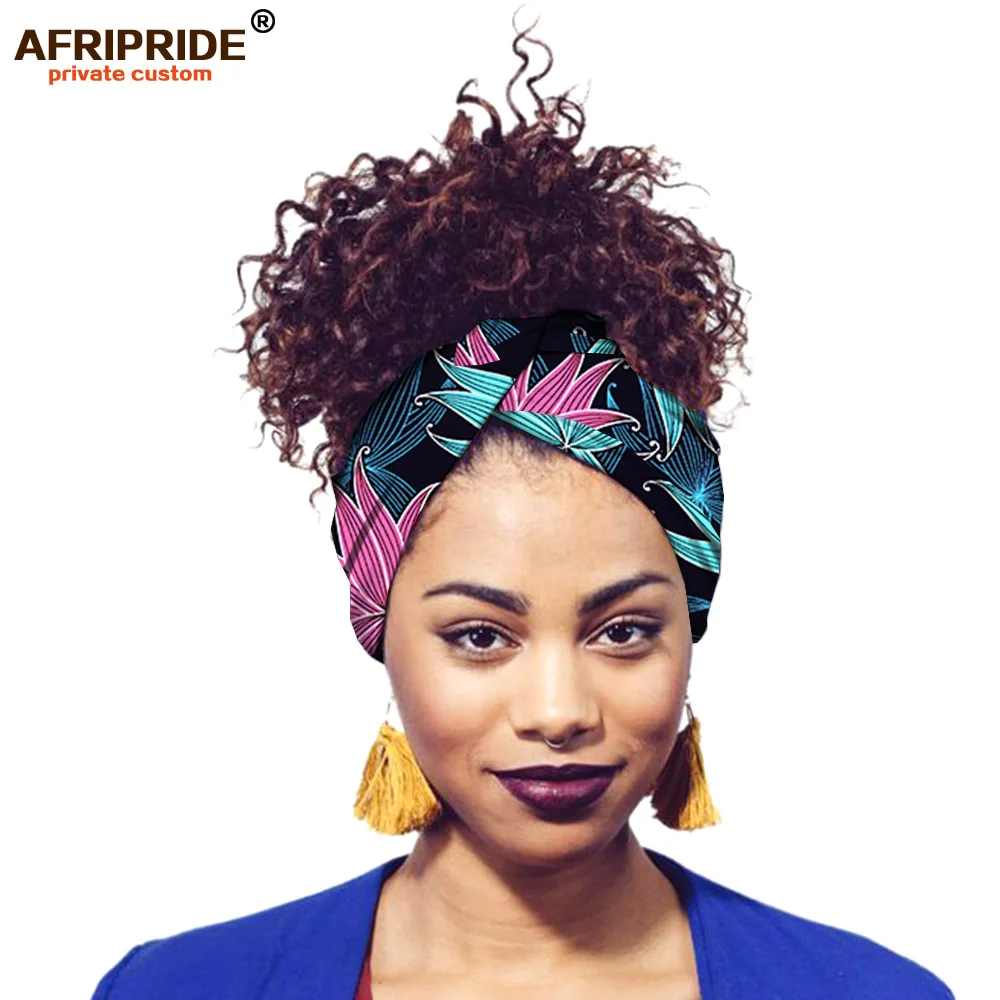 Африканский Анкара принт головные уборы для женщин AFRIPRIDE bazin richi 200 см* 12 см Женская повязка на голову из хлопка Повседневный модный стиль A18H001 - Цвет: 346X