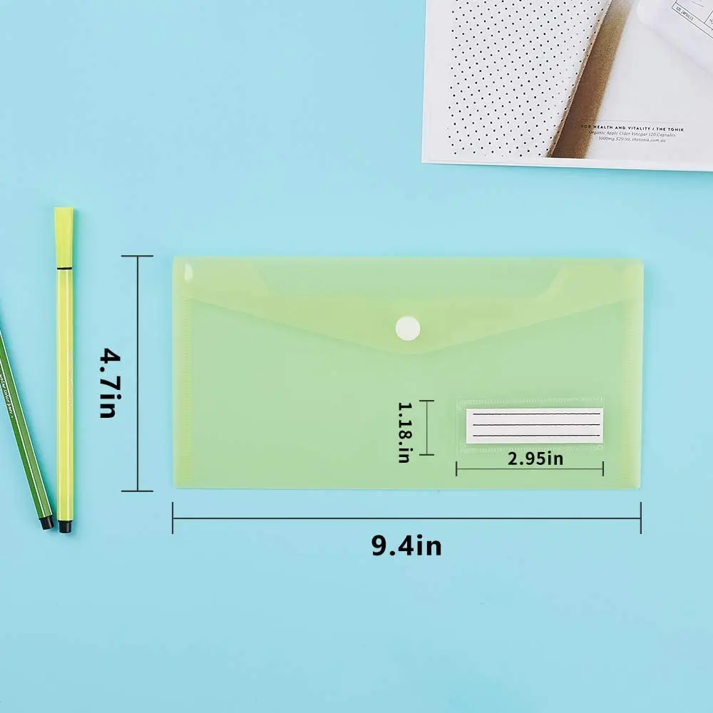 A6 Clear Envelopes File Folder Bill Bag Pencil Case with Label Pocket for School Office Home Use 5 Packs file bag office folder binder folder