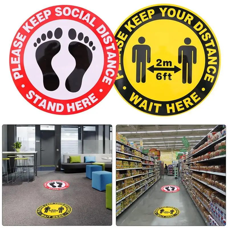 

Round Keep Distance Stickers Useful Ground Reminding Self Adhesive Floor Decal