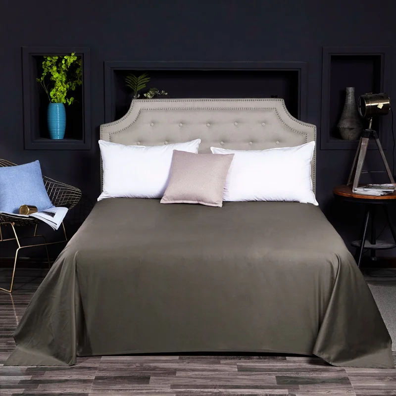 Color 14 20 Solid Colors Egyptian Cotton Bed Sheet Satin Bedspread Long Staple Cotton Mattress Cover White Purple Yellow Bedlinen - Color: Color 14