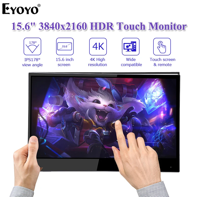 Eyoyo EM15C 15 6 "портативный сенсорный экран Тип C HDMI монитор ультратонкий 4K 3840X2160 IPS UHD