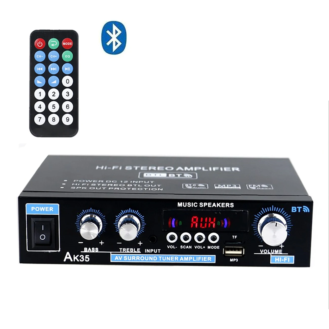 Домашние Цифровые усилители AK35 800 Вт аудио бас мощность bluetooth усилитель Hifi FM USB