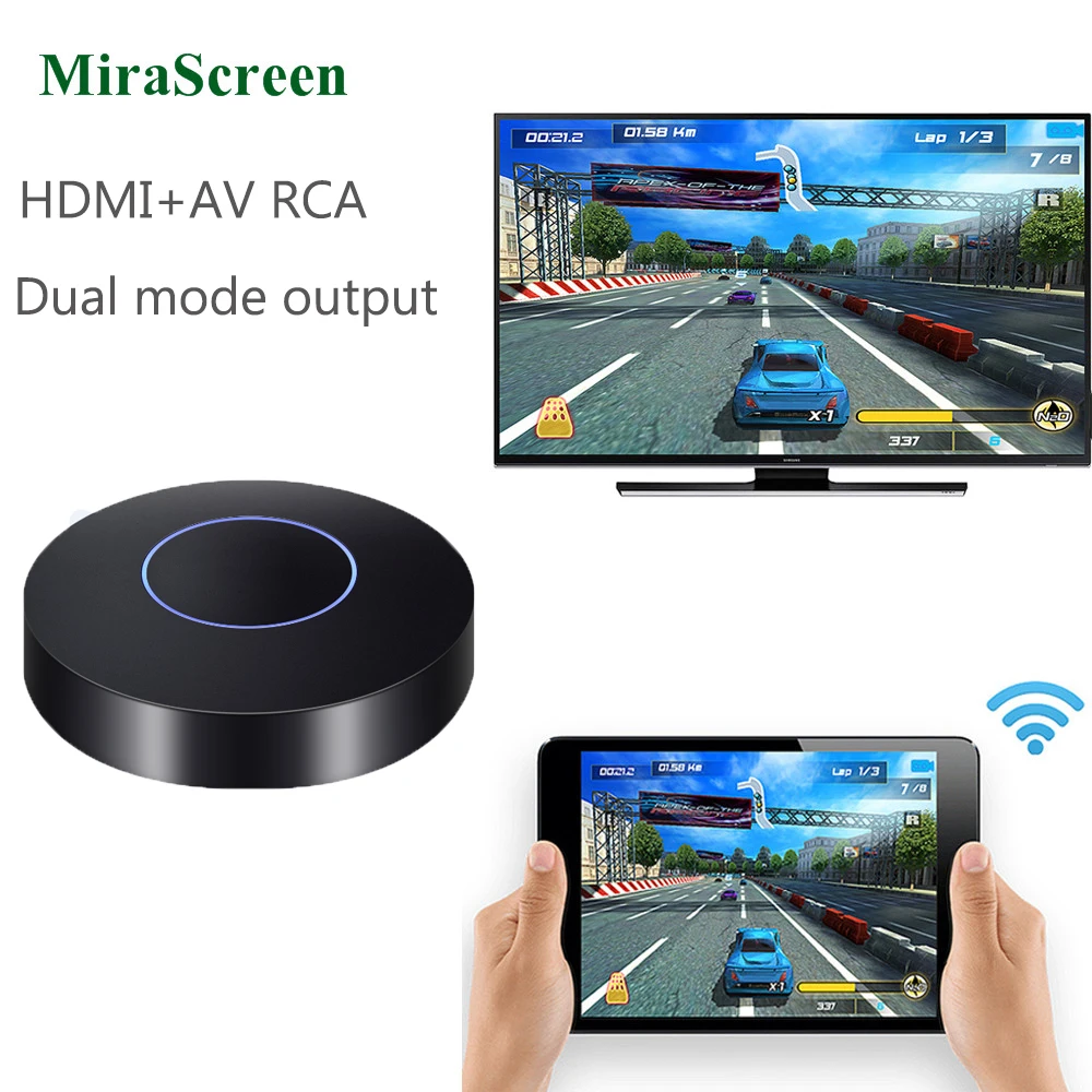 Для автомобиля Airplay Miracast Mira экран Wifi беспроводной дисплей Dongle аналоговый AV RCA HDMI